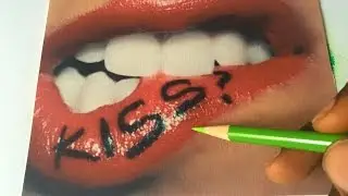Drawing GREEN Realistic Lips!!