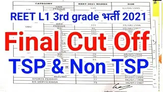REET L1 2021 3rd grade teacher final cut off mark's tsp and non tsp 2021।।