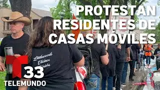 Protestan inquilinos de casas móviles en Stockton