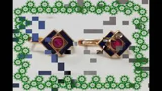 Серьги с эмалью, золото 583