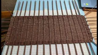 Lesson 38. Rectangular bottom with sharp corners and adding racks weaving from newspaper tubes