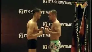 Robin van Roosmalen vs Hafid El Boustati Staredown and Weigh-in Its Showtime 57 & 58 Brussels 2012