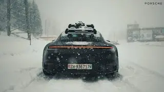 PORSCHE 9/11  snow Slow mo  (porsche 911) from car with luke