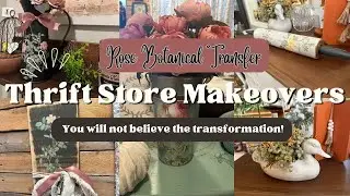 Thrift Store Makeovers Using IOD Rose Botanical Transfer/Incredible Thrift Flips/ Goodwill