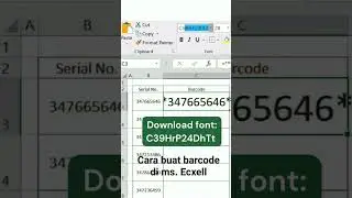 how to create barcode in excel !! #shorts #excel #barcode