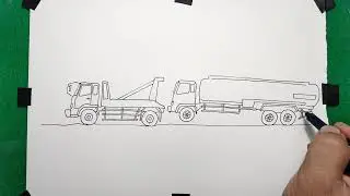 Menggambar truk derek truk tangki FULL | Mobil truk gancet | Mobil truk eksiden | Mobil truk laka