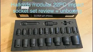 HALFORDS 22PC 1/2 IMPACT SOCKET SET MODULAR TRAY REVIEW AND UNBOXING
