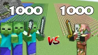 1000 Zombies Vs 1000 Zombified Piglins  | Minecraft