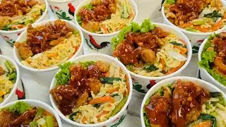 Bikin 50box Ricebowl isi Chicken popcorn saus bbq