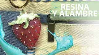 DIY LLAVEROS DE RESINA. Fresa de alambre y resina epoxi o uv. Charms kawaii de frutas.