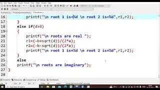 12.C program to find roots of quadratic equation | C Programming Language LAB | PPS LAB | JNTU