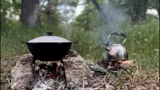 Fire, Meat, Silence — Camp Cooking in the Wild#готовканаприроде #nature #cooking #sunset #food