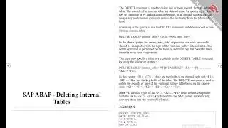 SAP ABAP   Deleting Internal Tables