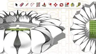 SKETCHUP PARAMETRIC Organic Modeling Stadium 3D like a pro CHINA Olympic Sports Center