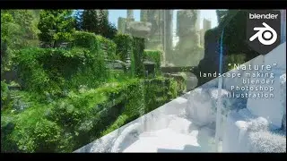 【3Dメイキング】 草生えた風景／3Dモデリング【blender/Photoshop】