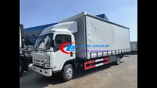 ISUZU NPR FORWARD 190HP 6 8meters curtain truck with 2T Cadro aluminum alloy hydraulic tailgate