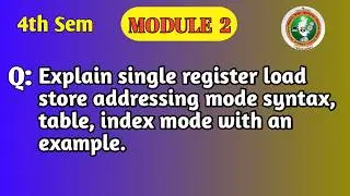 Single Register Load Store Addressing Modes in ARM with Examples | VTU BCS402 Module 2