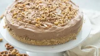 No Bake Chocolate Peanut Butter Cheesecake with Pretzel Crust Recipe