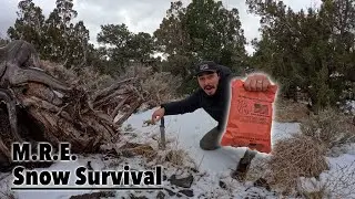 Surviving in Snow and Eating ONLY an MRE! - Camping and Survival