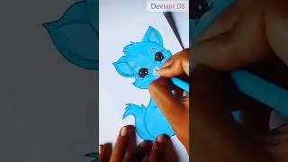 Cute Blue Cat Drawing 💙 #cartoondrawing #shorts