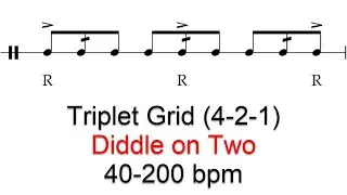 Diddle on two | 40-200 bpm triplet grid sheet music
