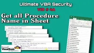 Ultimate VBA Security Part# 4A | Get All Procedure Name in Sheet (VBA)