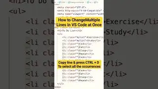 How to Change Multiple Lines of Code At Once - VS Code Editor #short #shorts #youtubeshorts #coding