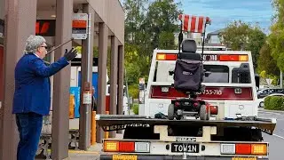 Towing an old mans mobility scooter prank!