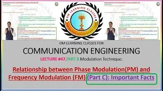 Lect 47: Important Facts: Relationship between Phase Modulation(PM) and Frequency Modulation (FM)
