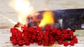EXPERIMENT: Glowing 1000 degree KNIFE VS FIRECRACKERS - POWER EXPERIMENT