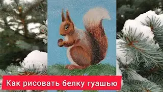 Как рисовать белку гуашью.