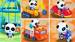 Little Panda Save The Town | Fun Driving Vehicles | Baby Panda Fun Puzzle Game