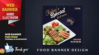 Illustrator Tutorial | Simple Web Banner Design  Food Restaurant - Adobe Tutorial