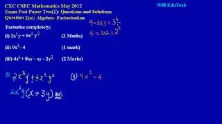 CSEC CXC Maths Past Paper 2 Question 2a May 2012 Exam Solutions (Answers)_ by Will EduTech