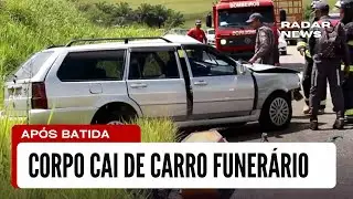 CORPO CAI DE CARRO FUNERÁRIO APÓS BATIDA