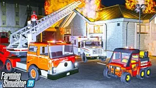 HUGE FIRE AT GROCERY STORE (Fire Station) | Farming Simulator 22