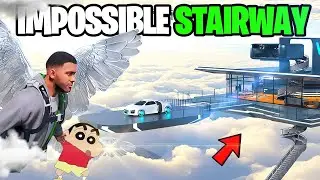 FRANKLIN AND SHINCHAN TRIED IMPOSSIBLE STAIRWAY TO FLYING HOUSE CHALLENGE GTA 5
