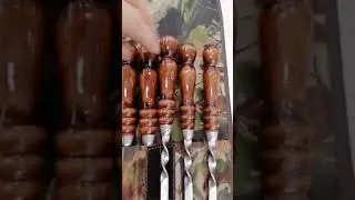Шампура 67 см прямые. Деревянная фигурная лакированная ручка