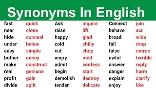 Learn 200 Common Synonym words in English to Improve your Vocabulary