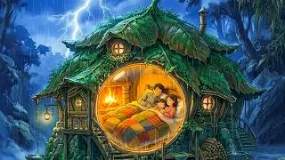 A Rainy Day in the Forest House | Warm Fire Inside, Heavy Rain Outside | Ghibli Style ASMR