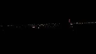 Nighttime airplane landing at DFW