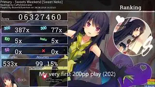 Osu! Gameplay | Primary - Sweets Weekend | First 200pp play