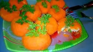 Новогодняя Закуска Мандаринки. Рецепт Новогодней закуски.Сырные Шарики Мандаринки.Новогодний стол