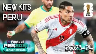 PES 2021-2024 | New Kits Peru Adidas 2023-24 by As7 + Logo FIFA • Eliminatorias 2026 [ DESCARGAR ]