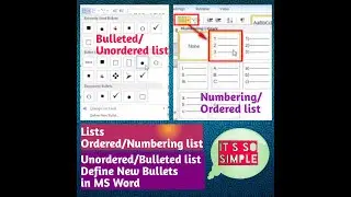 Ordered List and Unordered List in MS Word || Bulleted and Numbering List