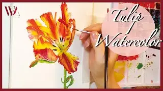 How To Paint Watercolor Parrot Tulips- Windy Shih