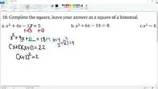 Chapter 10 Problem 10 Complete the Sqaure