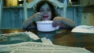 Chloe eating Cheerios