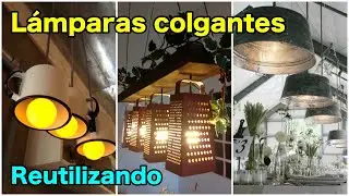 Lámparas colgantes caseras hechas con cosas recicladas. Decoración