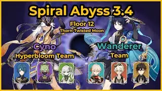 C0 Cyno, Nahida (Hyperbloom) x C0 Wanderer, Kazuha | Spiral Abyss 3.4